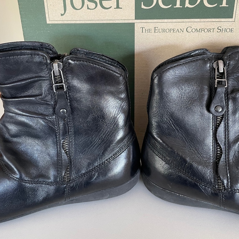 Josef Seibel Faye/Naly Black Leather Ankle Boots w/Zippers, Women's EU 40/ US 9 - Picture 11 of 16